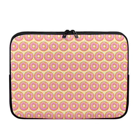 Pink Glazed Donut Pattern Print Laptop Sleeve