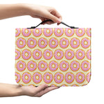 Pink Glazed Donut Pattern Print Leather Bible Cover