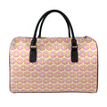 Pink Glazed Donut Pattern Print Leather Duffel Bag
