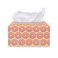 Pink Glazed Donut Pattern Print Leather Tissue Box Cover