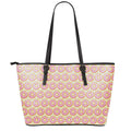 Pink Glazed Donut Pattern Print Leather Tote Bag With Zipper