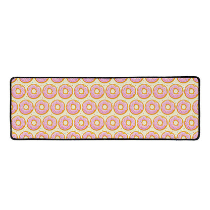 Pink Glazed Donut Pattern Print Long Kitchen Mat