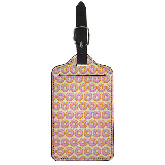 Pink Glazed Donut Pattern Print Luggage Tag