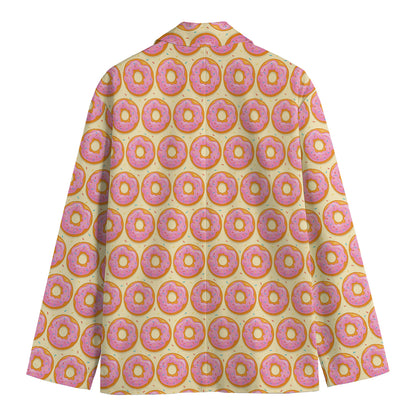 Pink Glazed Donut Pattern Print Men's Blazer