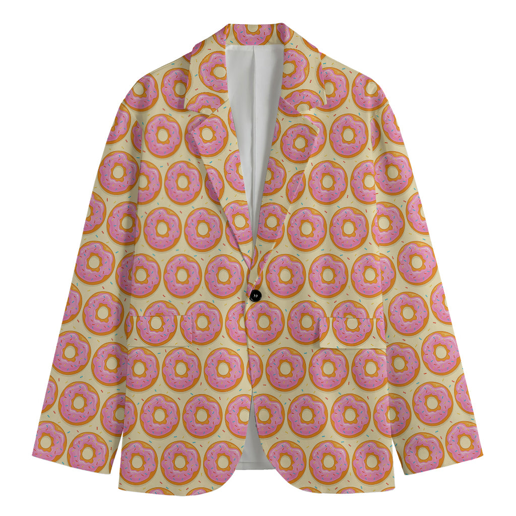 Pink Glazed Donut Pattern Print Men's Cotton Blazer