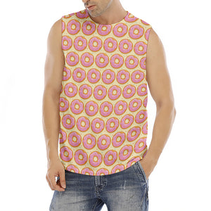 Pink Glazed Donut Pattern Print Men's Fitness Tank Top