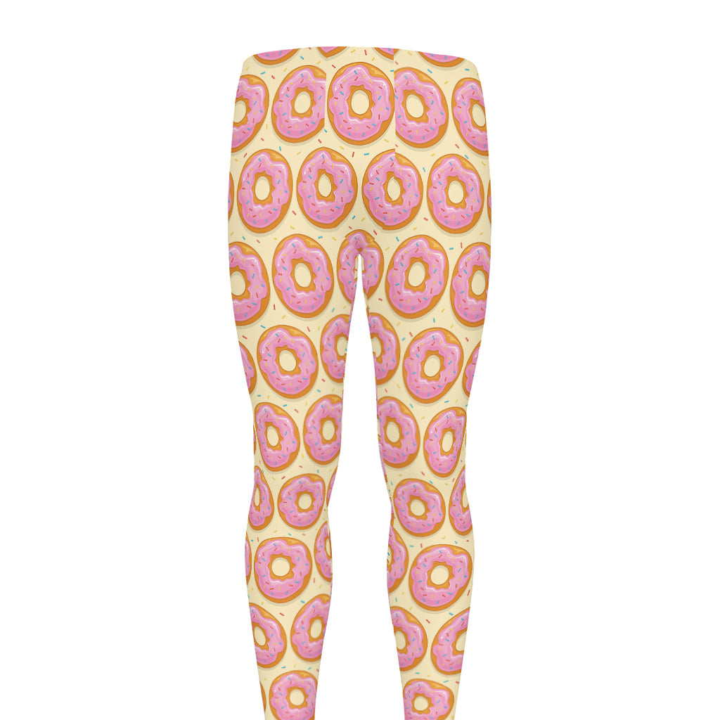 Pink Glazed Donut Pattern Print Men's leggings