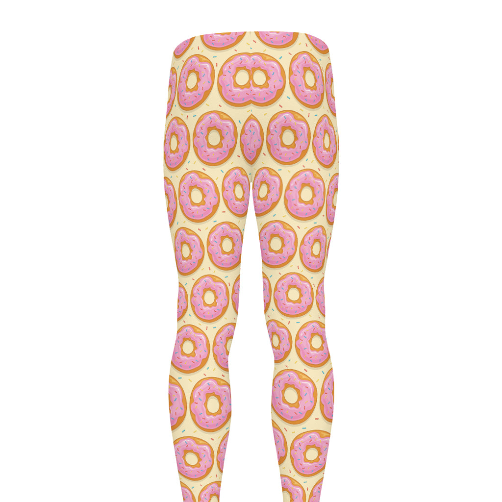Pink Glazed Donut Pattern Print Men's leggings