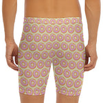 Pink Glazed Donut Pattern Print Men's Long Boxer Briefs