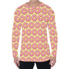 Pink Glazed Donut Pattern Print Men's Long Sleeve T-Shirt