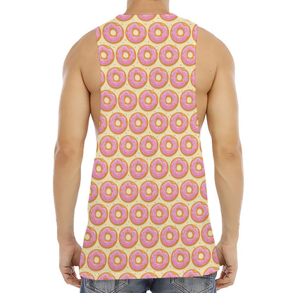 Pink Glazed Donut Pattern Print Men's Muscle Tank Top