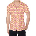 Pink Glazed Donut Pattern Print Men's Shirt