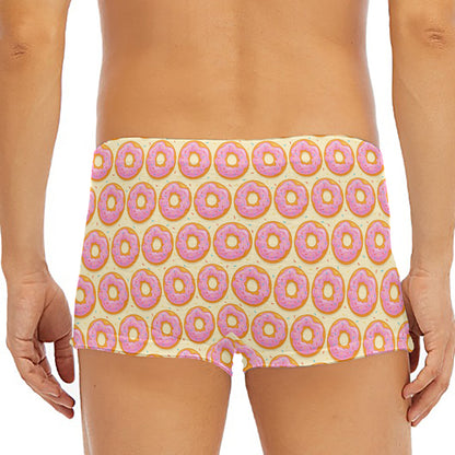 Pink Glazed Donut Pattern Print Men's Short Boxer Briefs