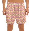 Pink Glazed Donut Pattern Print Men's Split Running Shorts