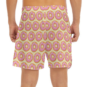 Pink Glazed Donut Pattern Print Men's Split Running Shorts