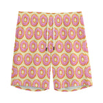 Pink Glazed Donut Pattern Print Men's Sports Shorts