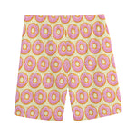 Pink Glazed Donut Pattern Print Men's Sports Shorts