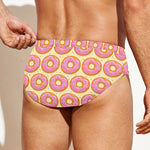 Pink Glazed Donut Pattern Print Men's Swim Briefs