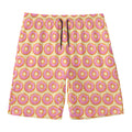 Pink Glazed Donut Pattern Print Men's Swim Trunks