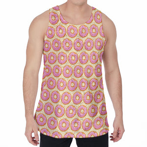 Pink Glazed Donut Pattern Print Men's Velvet Tank Top