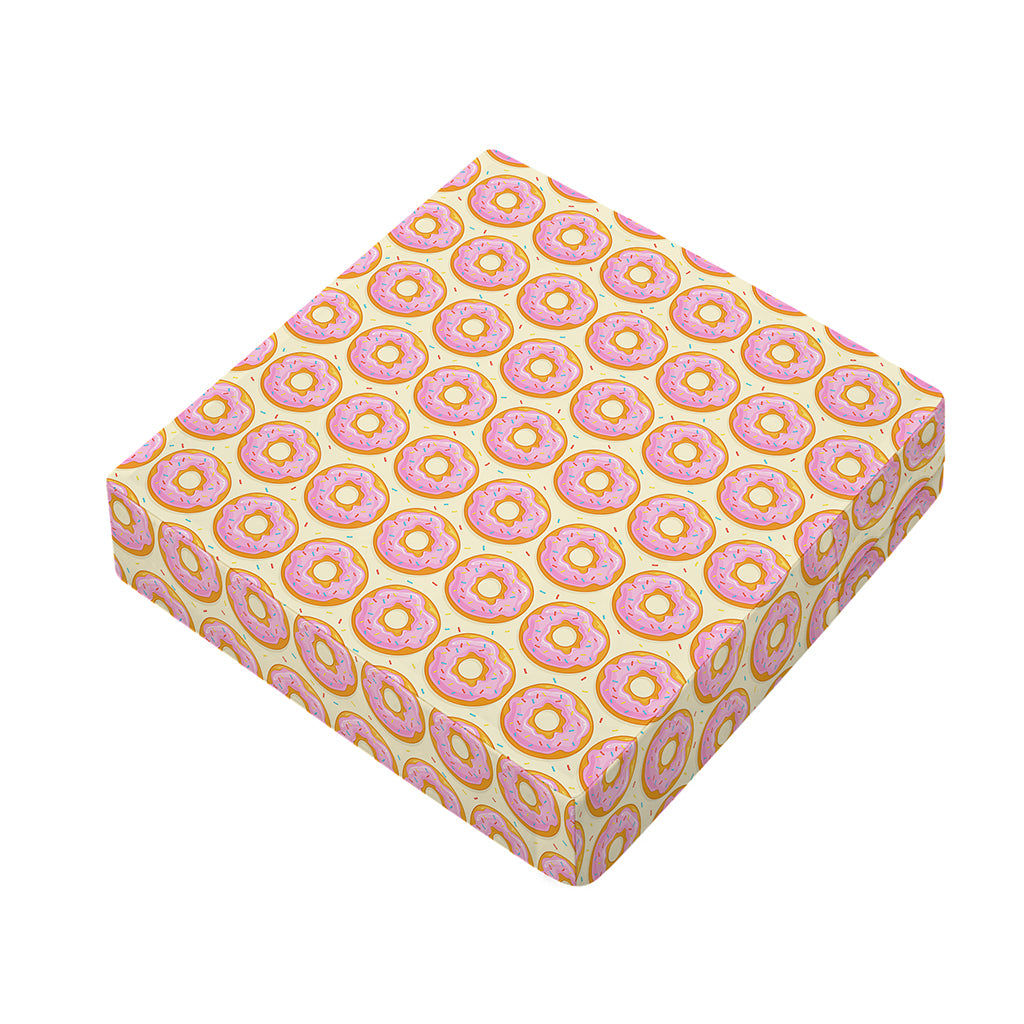 Pink Glazed Donut Pattern Print Outdoor Seat Cushion Cover