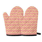 Pink Glazed Donut Pattern Print Oven Mitts