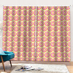 Pink Glazed Donut Pattern Print Pencil Pleat Curtains