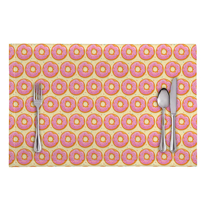 Pink Glazed Donut Pattern Print Placemat