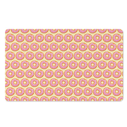 Pink Glazed Donut Pattern Print Polyester Doormat
