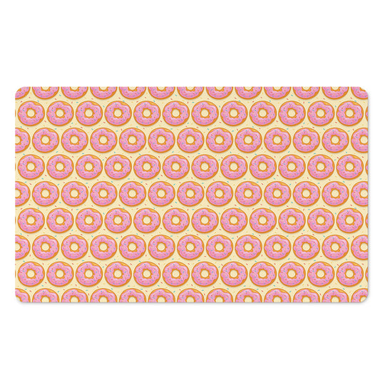 Pink Glazed Donut Pattern Print Polyester Doormat