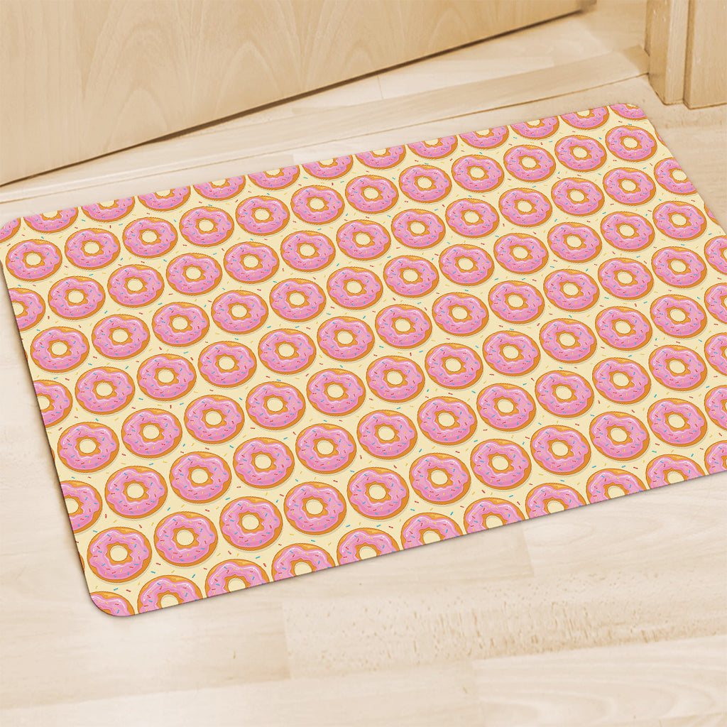 Pink Glazed Donut Pattern Print Polyester Doormat