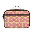 Pink Glazed Donut Pattern Print Portable Lunch Bag