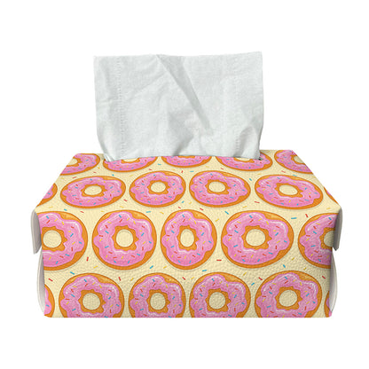 Pink Glazed Donut Pattern Print Rectangle Tissue Box Cover