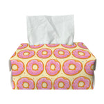 Pink Glazed Donut Pattern Print Rectangle Tissue Box Cover