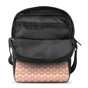 Pink Glazed Donut Pattern Print Rectangular Crossbody Bag