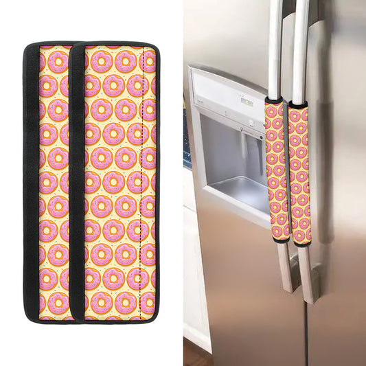 Pink Glazed Donut Pattern Print Refrigerator Handle Covers