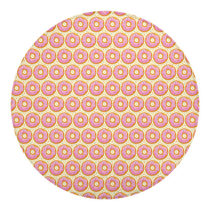 Pink Glazed Donut Pattern Print Round Blanket