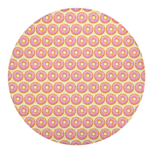 Pink Glazed Donut Pattern Print Round Blanket