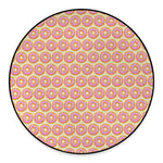 Pink Glazed Donut Pattern Print Round Floor Mat