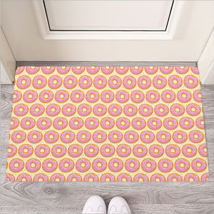 Pink Glazed Donut Pattern Print Rubber Doormat