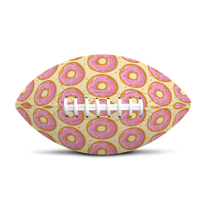 Pink Glazed Donut Pattern Print Rugby Ball