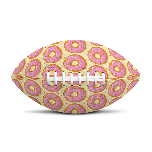 Pink Glazed Donut Pattern Print Rugby Ball