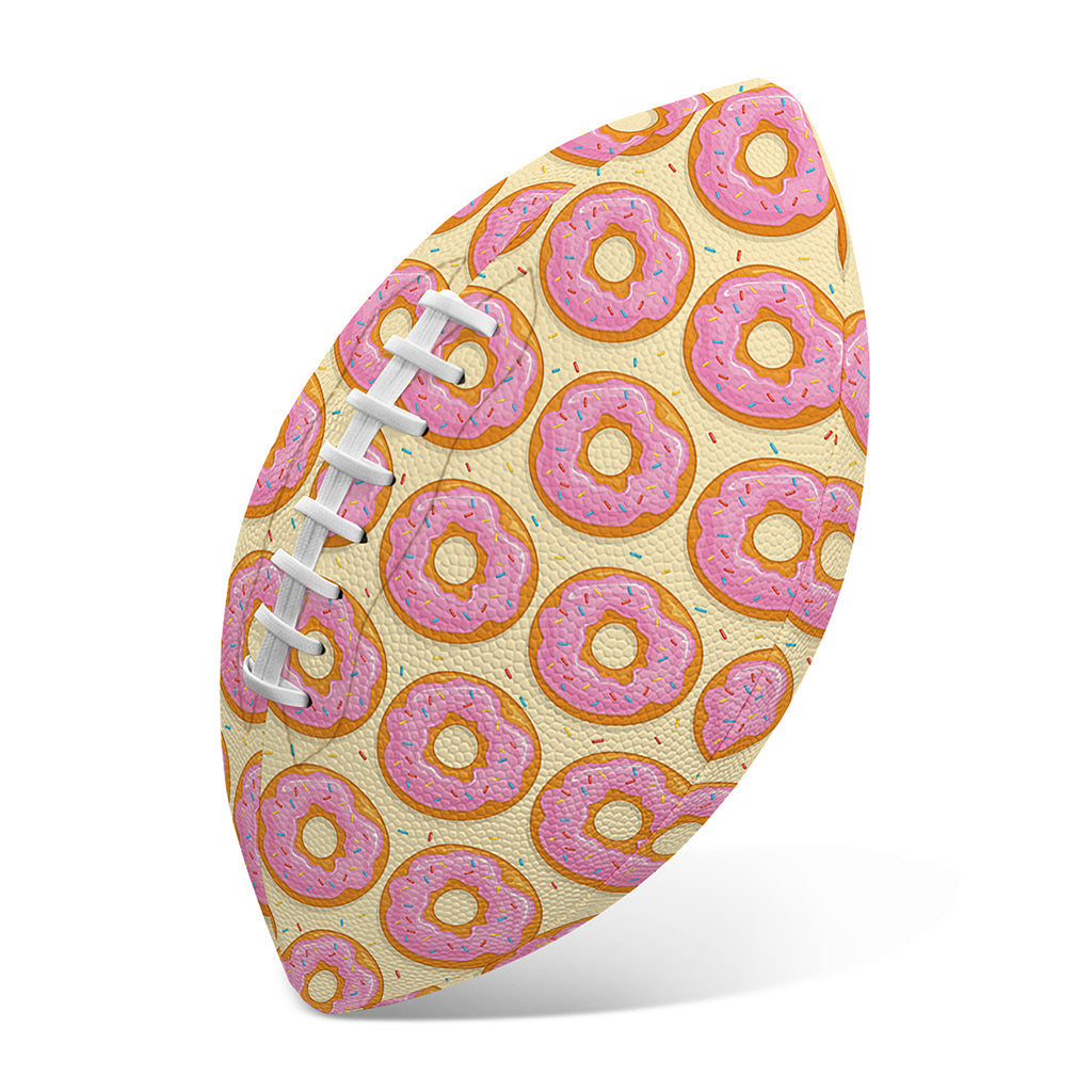 Pink Glazed Donut Pattern Print Rugby Ball