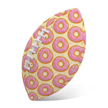 Pink Glazed Donut Pattern Print Rugby Ball