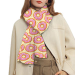 Pink Glazed Donut Pattern Print Scarf