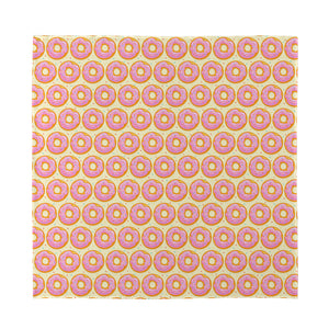 Pink Glazed Donut Pattern Print Silk Bandana