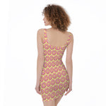 Pink Glazed Donut Pattern Print Sleeveless Bodycon Dress