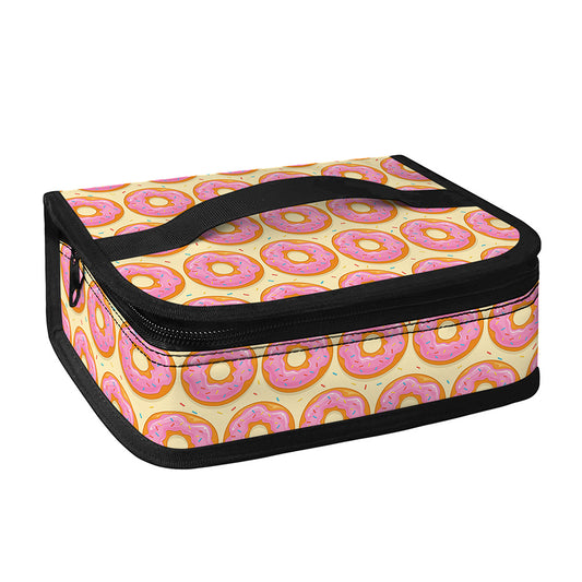 Pink Glazed Donut Pattern Print Small Lunch Bag