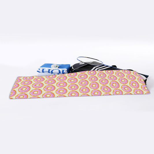Pink Glazed Donut Pattern Print Sports Towel