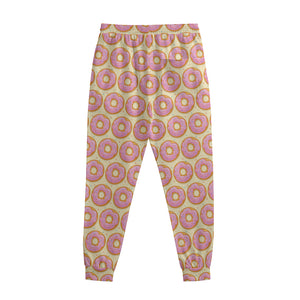 Pink Glazed Donut Pattern Print Sweatpants